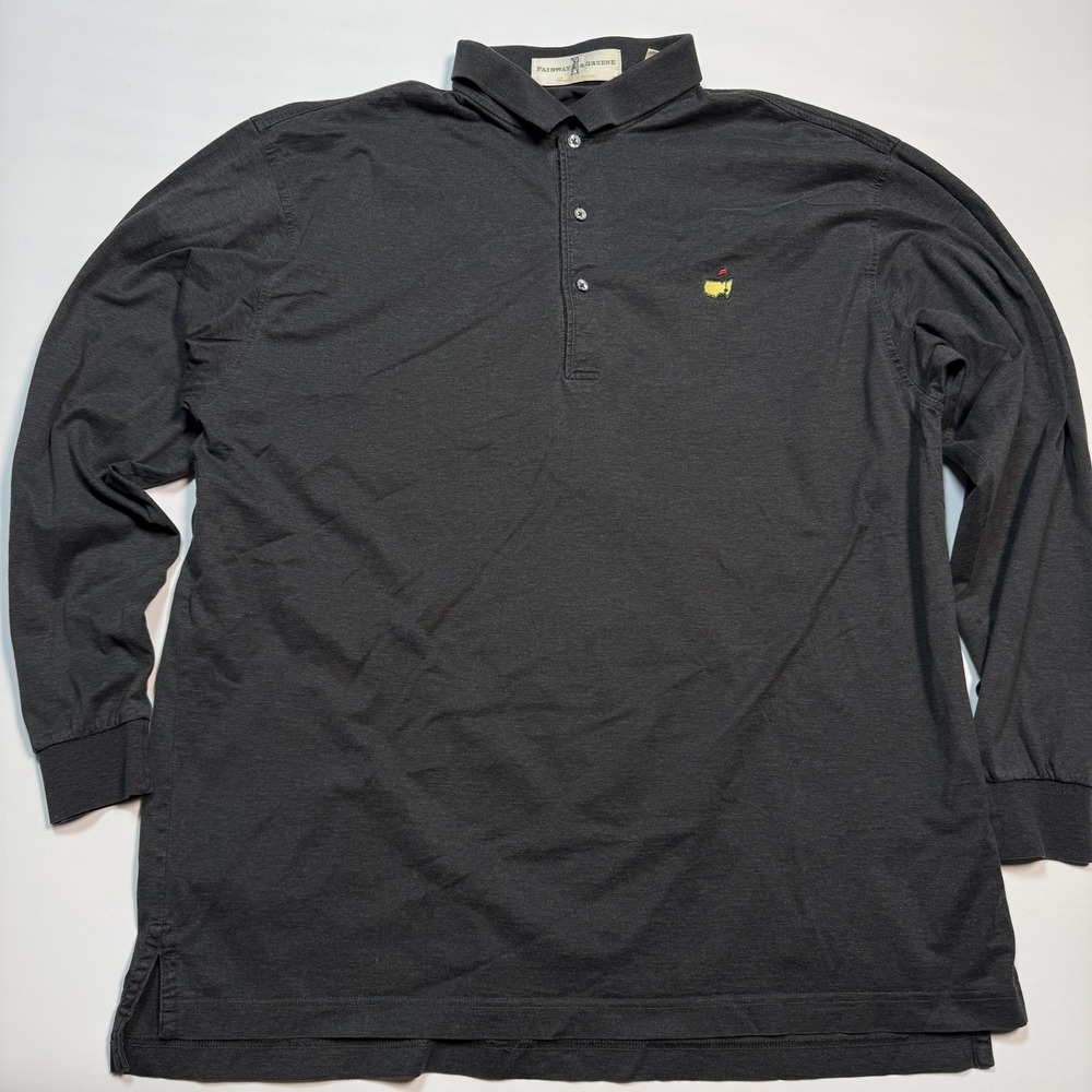 Masters Shirt Mens Large Gray Golf Long Sleeve Polo Augusta Fairway & Greene